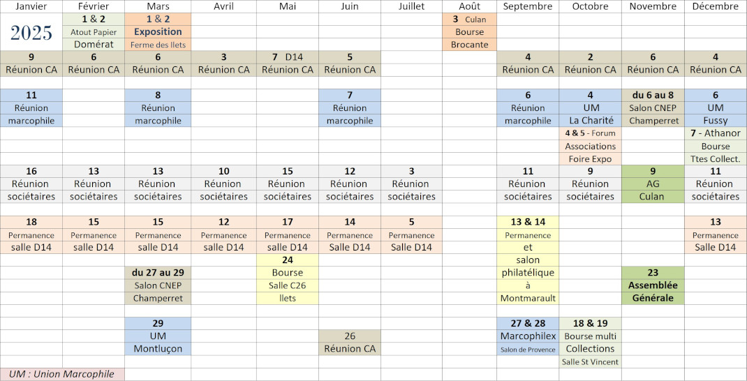 Calendrier 2025